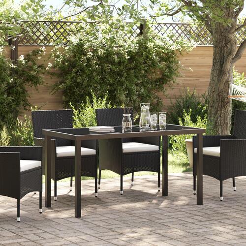 Havebord Sort 140x80x73 cm Tempereret glas