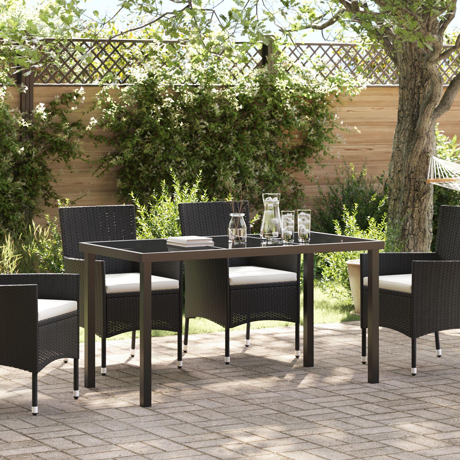 Havebord Sort 140x80x73 cm Tempereret glas