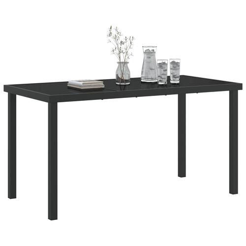 Havebord Sort 140x80x73 cm Tempereret glas