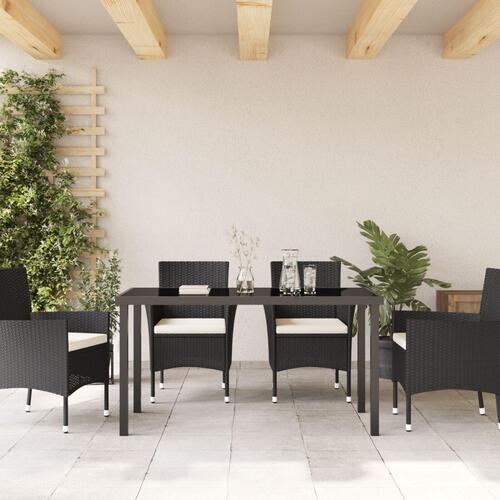 Havebord Sort 140x80x73 cm Tempereret glas