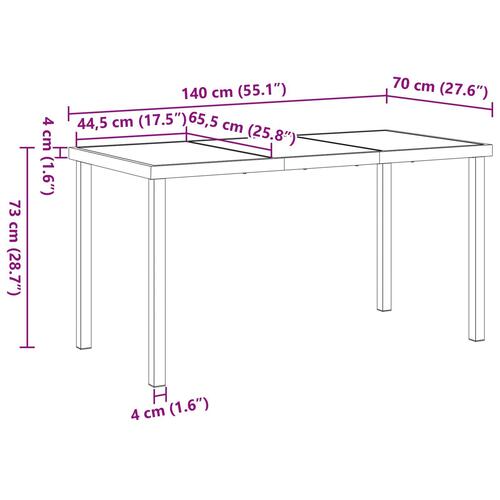 Havebord Sort 140x80x73 cm Tempereret glas