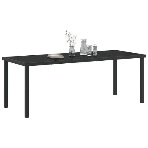 Havebord Sort 200x80x73 cm Tempereret Glas