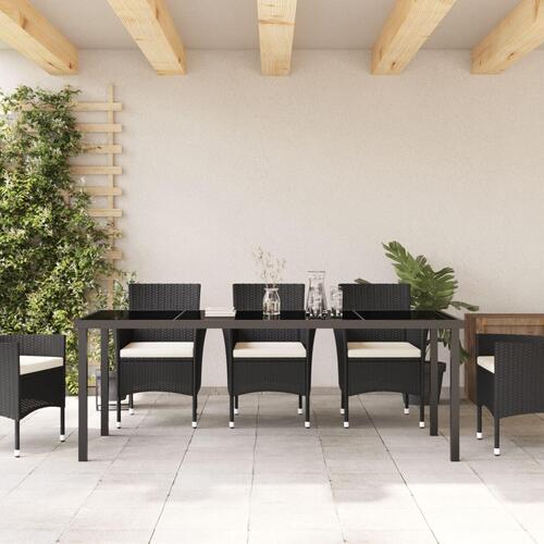 Havebord Sort 200x80x73 cm Tempereret Glas
