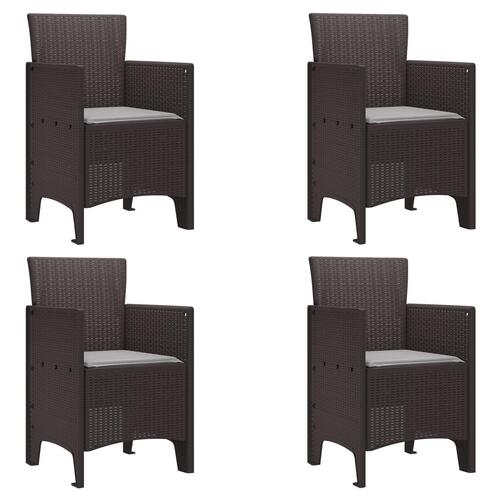 Havestole med puder 4 stk Brun Poly Rattan