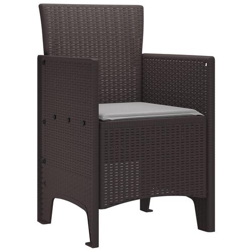 Havestole med puder 4 stk Brun Poly Rattan