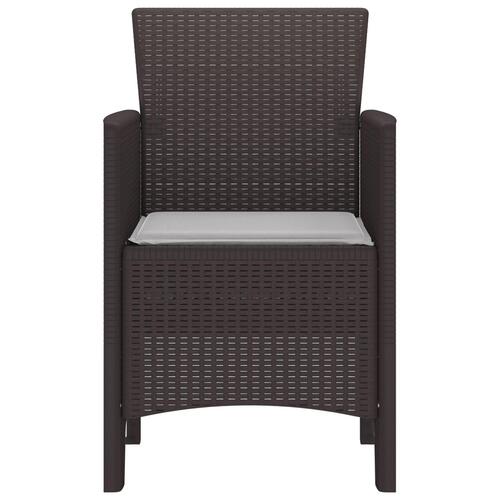 Havestole med puder 4 stk Brun Poly Rattan
