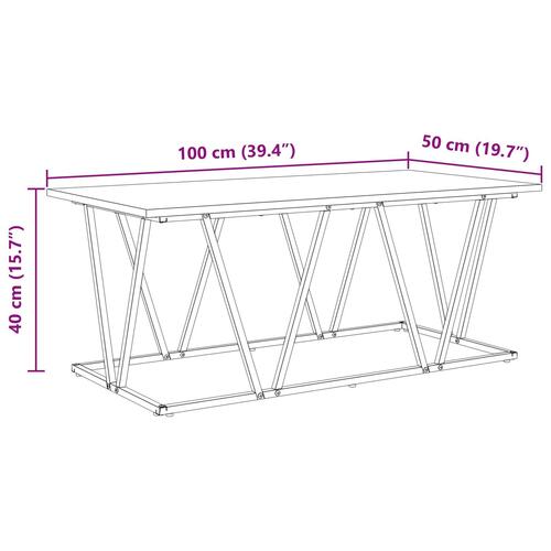 Sofabord i Sort Eg 100x50x40 cm - Ingeniørtræ og Metal