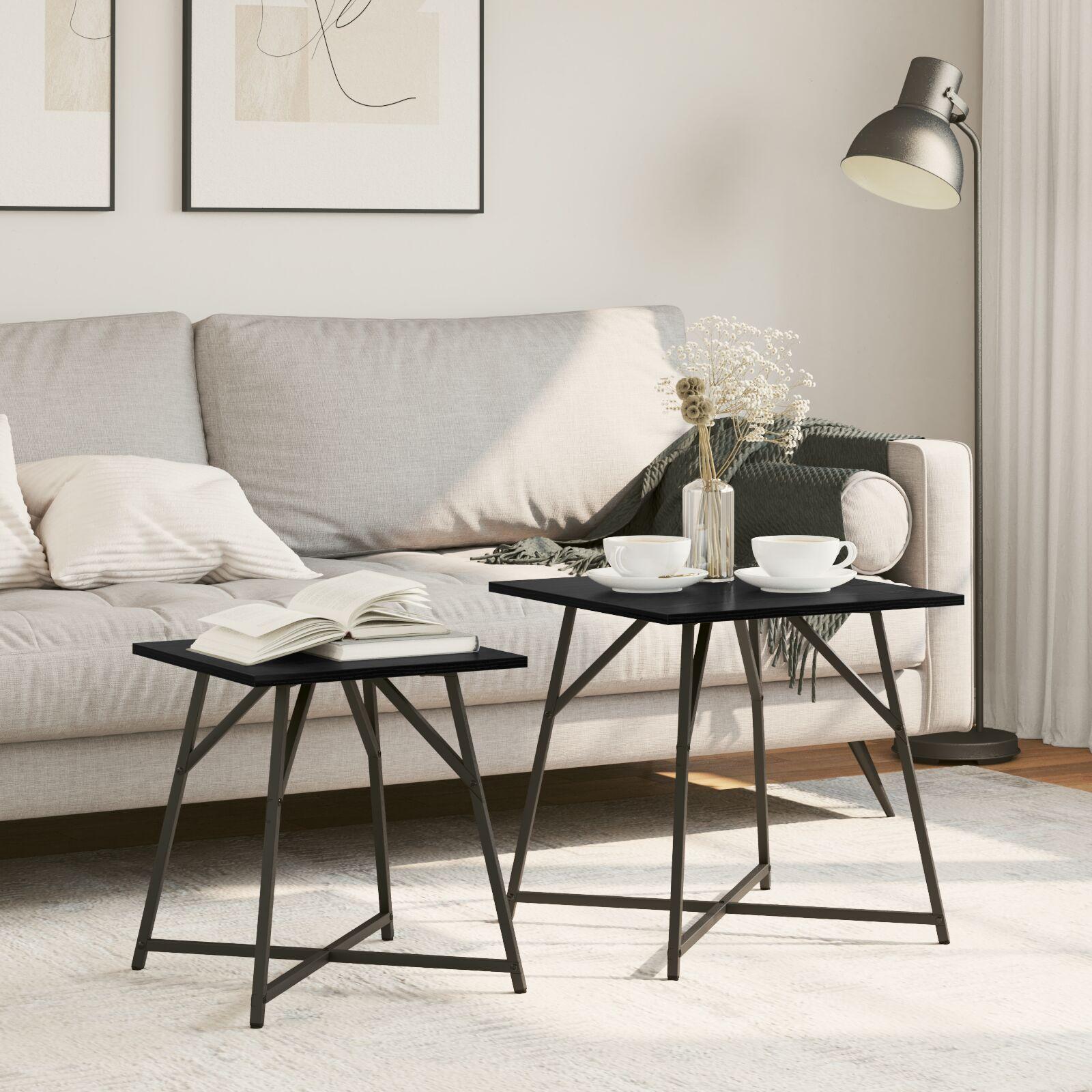 Sidebordssæt 2 stk Sort eg 50 x 50 x 50 cm