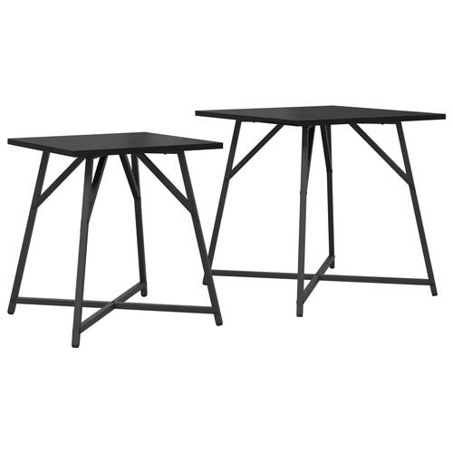 Sidebord 2 stk Sort Egetræ, Ingeniørtræ og Metal