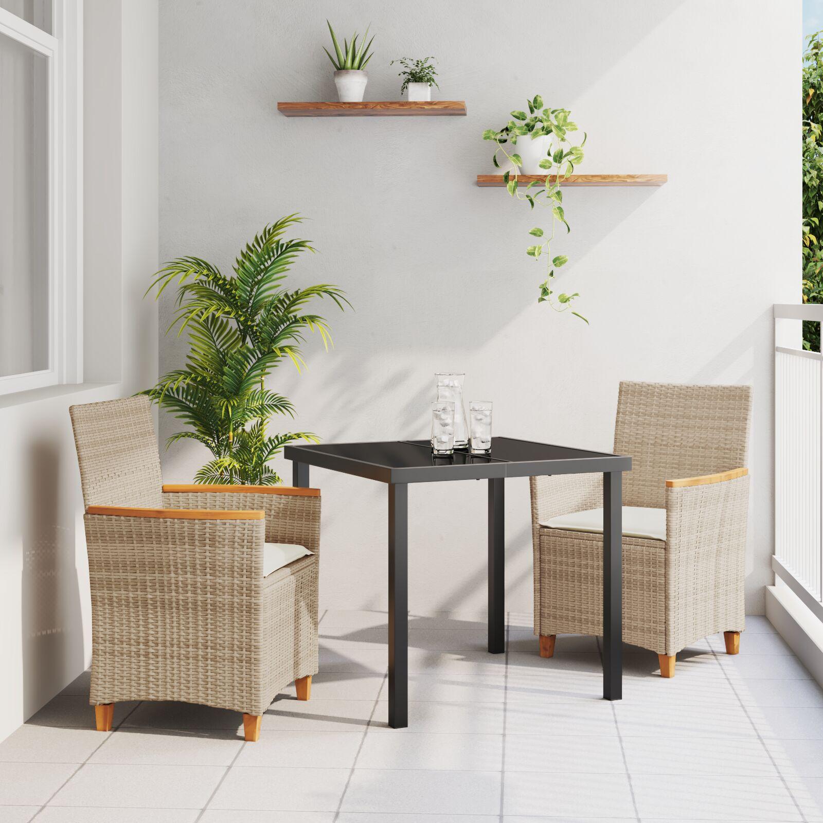 Have Spisebordssæt 3 stk Beige polyrattan billede