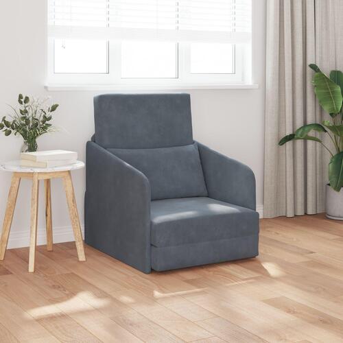Gulv Sofa Seng 2-i-1 Mørkegrå 65x80x83 cm Velour