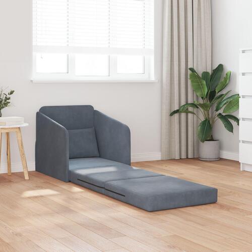 Gulv Sofa Seng 2-i-1 Mørkegrå 65x80x83 cm Velour