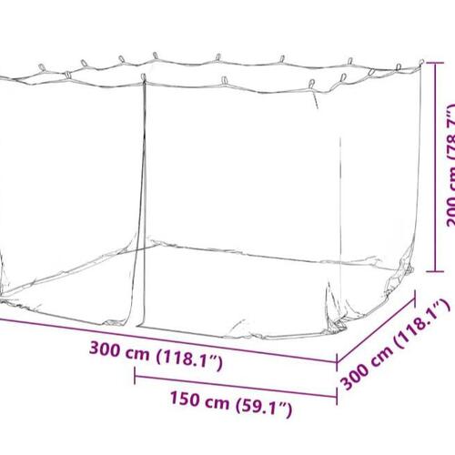 Myggenet til indendørs og udendørs 300x300x200 cm trådnet sort