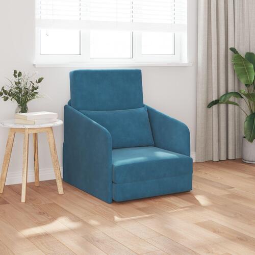 Gulv Sofa Seng 2-i-1 Blå 65x80x83 cm Fløjl