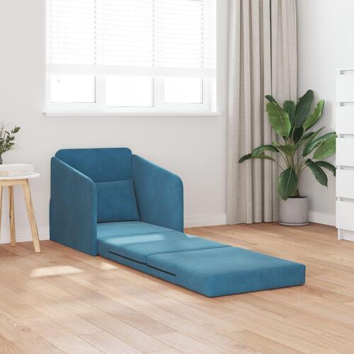 Gulv Sofa Seng 2-i-1 Blå 65x80x83 cm Fløjl