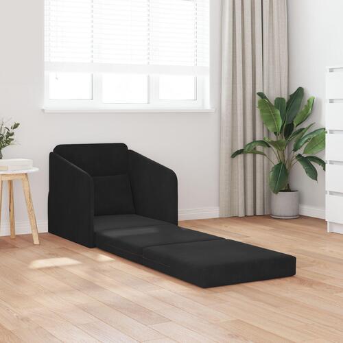 Gulvsengssofa 2-i-1 Sort 65x80x83 cm Velour