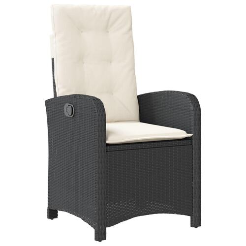3 Stykker Have Spisesæt med Puder Sort Poly Rattan