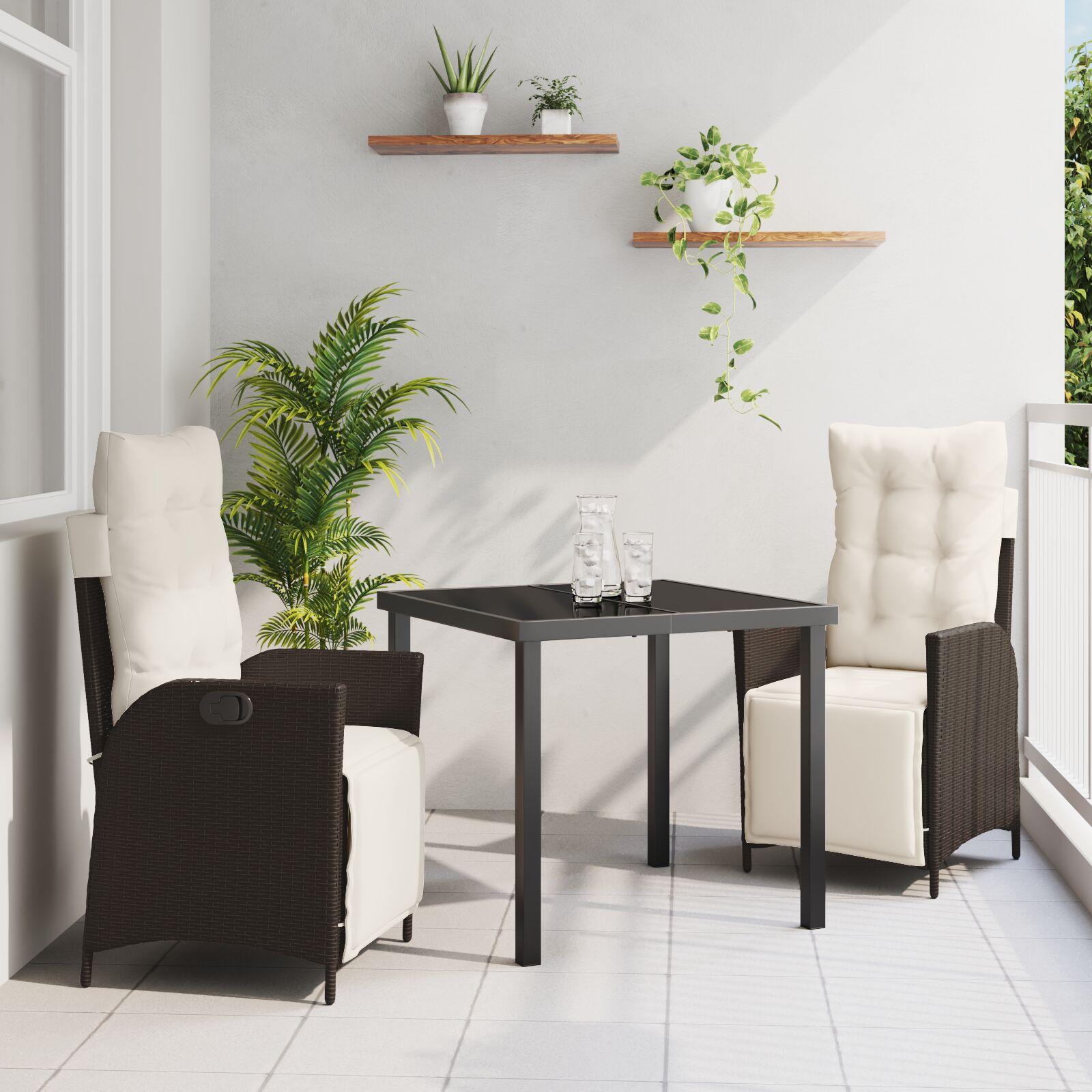 Have Spisebordssæt 3 stk Brun Poly rattan billede