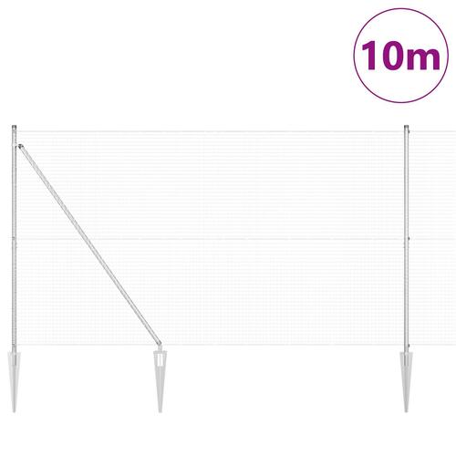 Svejset Trådhegn med 7 Spike Stolper 1,6x10 m Galvaniseret Stål