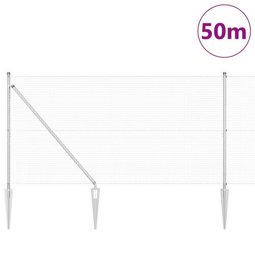 Svejst trådhegn med 13 spike stolper 1,4x50 m galvaniseret stål