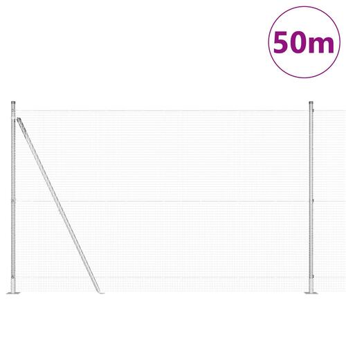 Svejset Trådhegn med 13 Flangestolper 1.4x50 m Galvaniseret Stål