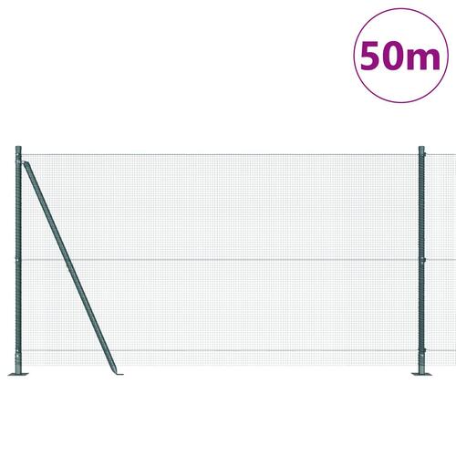 Svetset trådhegn med 13 flangestolper grøn 1,2x50 m stål