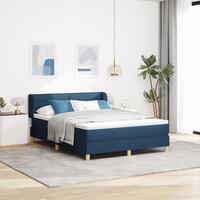 Box Spring Seng med Madras i Blå, 140x190 cm, Stof