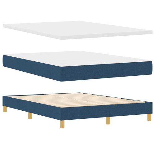 Box Spring Seng med Madras i Blå, 140x190 cm, Stof