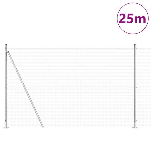 Svejset trådhegn med 13 flangerede stolper 1.4x25 m Galvaniseret stål