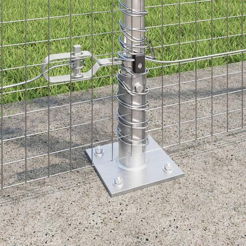 Svejset trådhegn med 13 flangerede stolper 1.4x25 m Galvaniseret stål
