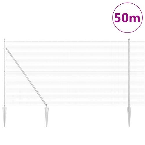 Svejset Trådhegn med 13 Spidse Stænger 1,5x50 m Galvaniseret Stål