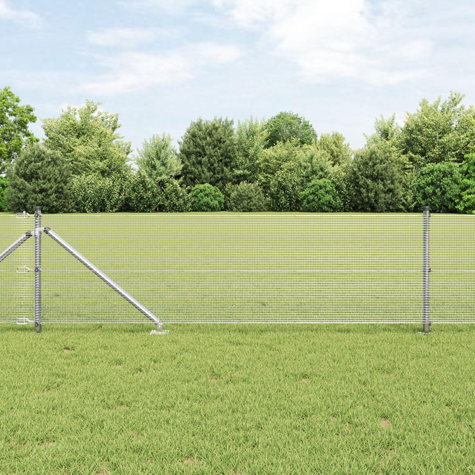 Svejset Trådhegn med 13 Spidse Poster 0.5x100 m Galvaniseret Stål