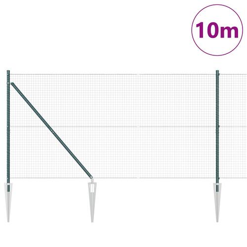 Svejset Trådhegn med 7 Spidse Pæle Grøn 1,2x10 m Stål