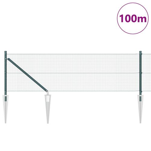 Svejset trådhegn med 13 spidsstænger Grøn 0.8x100 m Stål