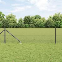 Stålhegnsstolpesæt Sæt af 2 Grå Metal, Net 10 x 0.5 m Holdbar
