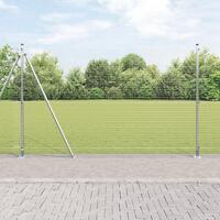 Svetset Trådgitter med 7 Flangede Stolper 1.6x10 m Galvaniseret Stål