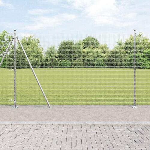 Svetset Trådgitter med 7 Flangede Stolper 1.6x10 m Galvaniseret Stål