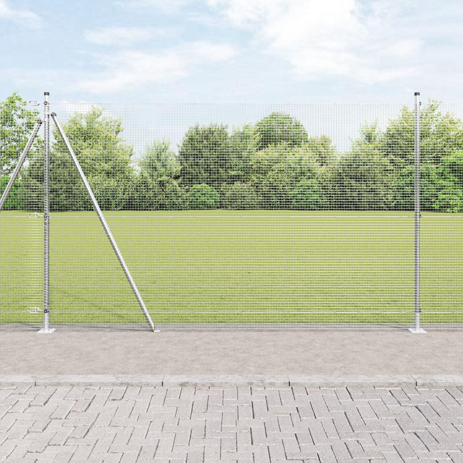 Svejsede Trådhegn med 13 Flangede Stolper 1.6x25 m Galvaniseret Stål