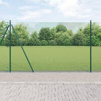 Svejset trådhegn med 7 flanged pæle Grøn 1,4x10 m Stål