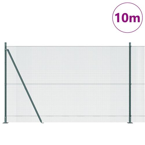 Svejset trådhegn med 7 flanged pæle Grøn 1,4x10 m Stål