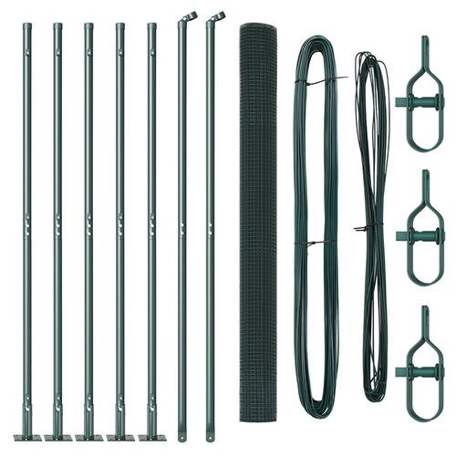 Welded Wire Fence med 7 Flangede Stolper Grøn 1,6x10 m Stål