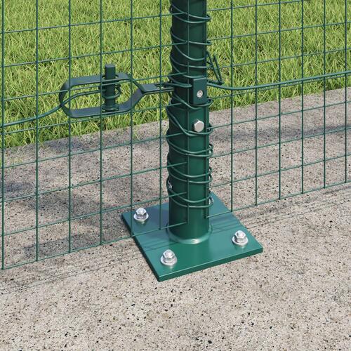Welded Wire Fence med 7 Flangede Stolper Grøn 1,6x10 m Stål