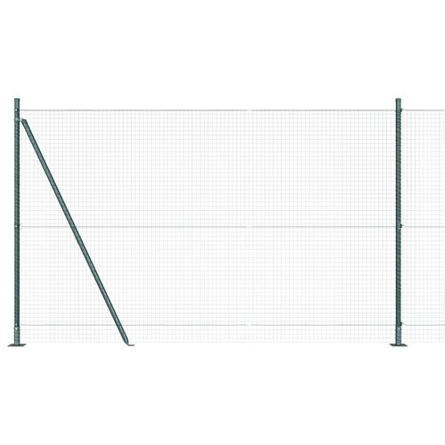 Welded Wire Fence med 7 Flangede Stolper Grøn 1,6x10 m Stål