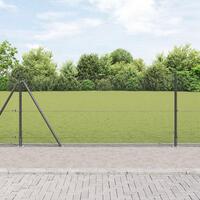 Welded Wire Fence med 13 Flangede Stolper Grå 0,8x50 m Stål