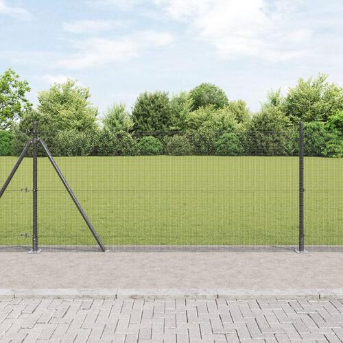 Welded Wire Fence med 13 Flangede Stolper Grå 0,8x50 m Stål