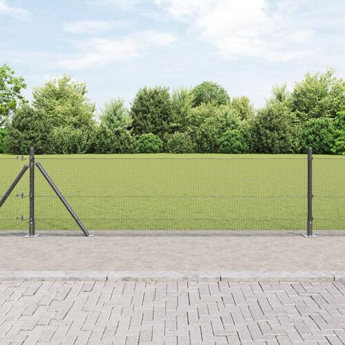 Svejset Trådgitter Hegn med 13 Flangestolper Grå 0.6x100 m Stål