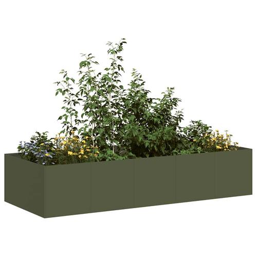 Plantekasse 200x80x40 cm stål olivengrøn (OUTLET A)