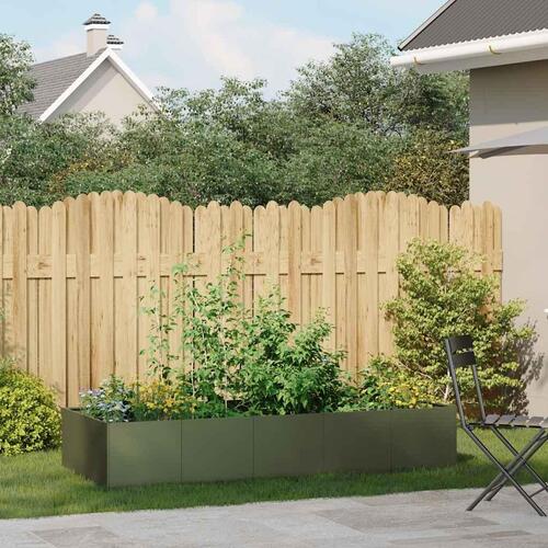 Plantekasse 200x80x40 cm stål olivengrøn (OUTLET A)
