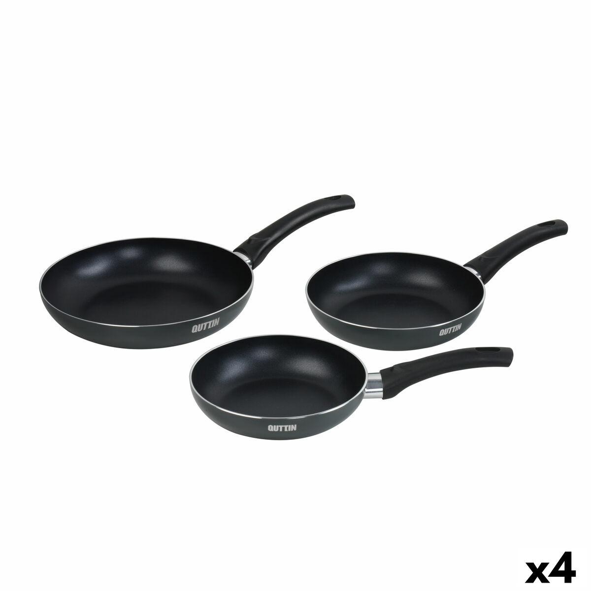 Quttin stegepandesæt i aluminium 24 cm - 3 dele, blå (4 enheder)