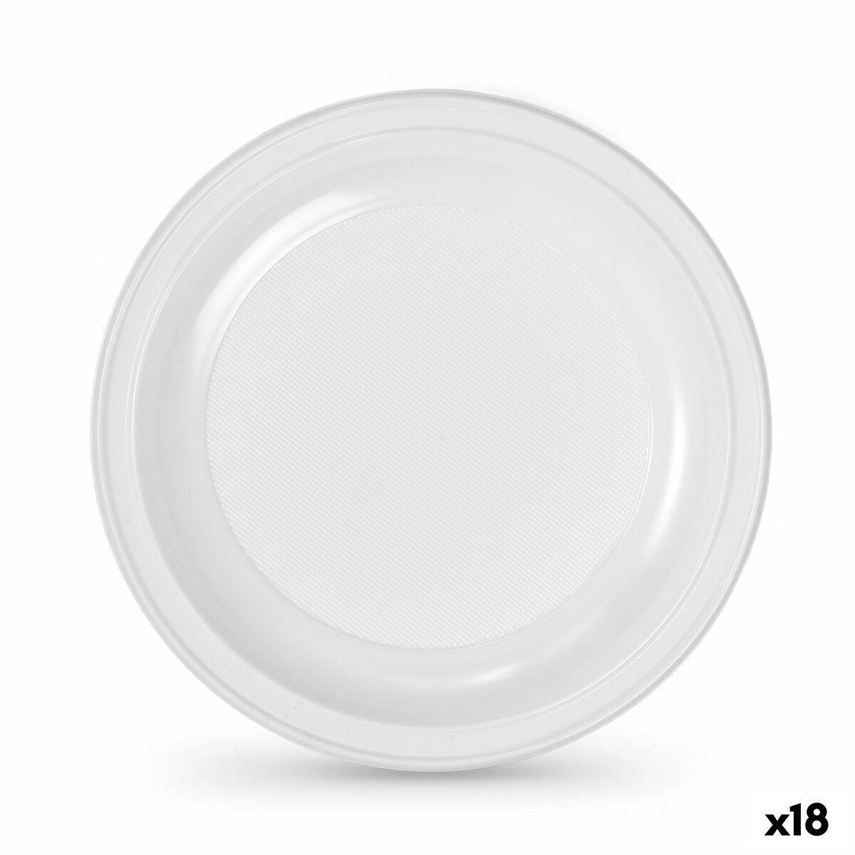 Algon engangstallerkener i plast, hvid - Ø 22 cm, 10 stk (18 pakker)